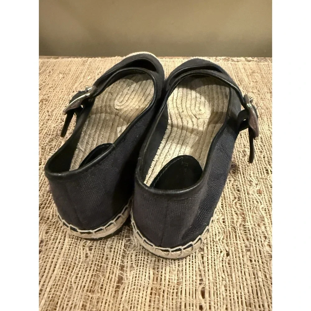 COACH‎ Courtney Mary Jane Black Espadrille Flats 8.5 In Signature Canvas